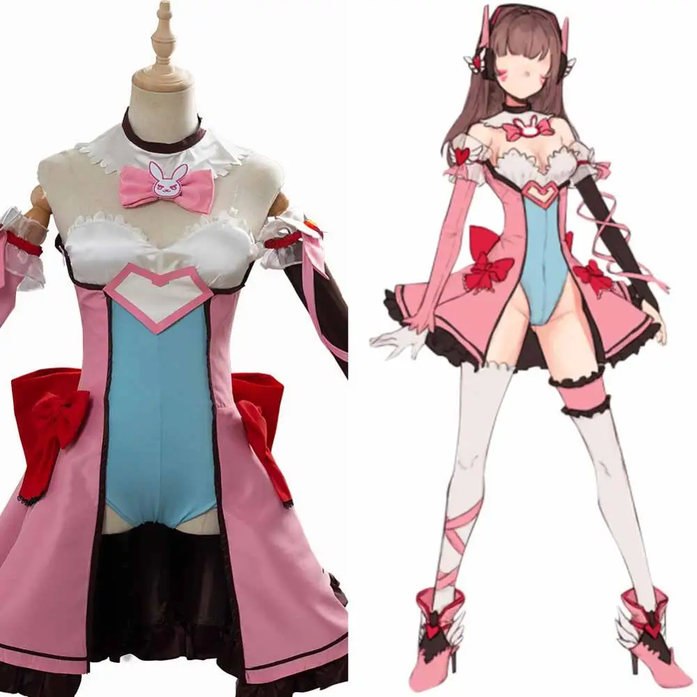 

OW Cosplay D.VA DVA Hana Song Magic Girl Cosplay Costume Uniform Dress Adult Women Full Sets Halloween Fancy Dress Costume