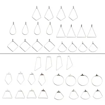 

20Pcs Earring Hooks Teardrop Square Round Irregular Shape Earrings Pendant Beading Hoop Earrings Findings Jewelry Making