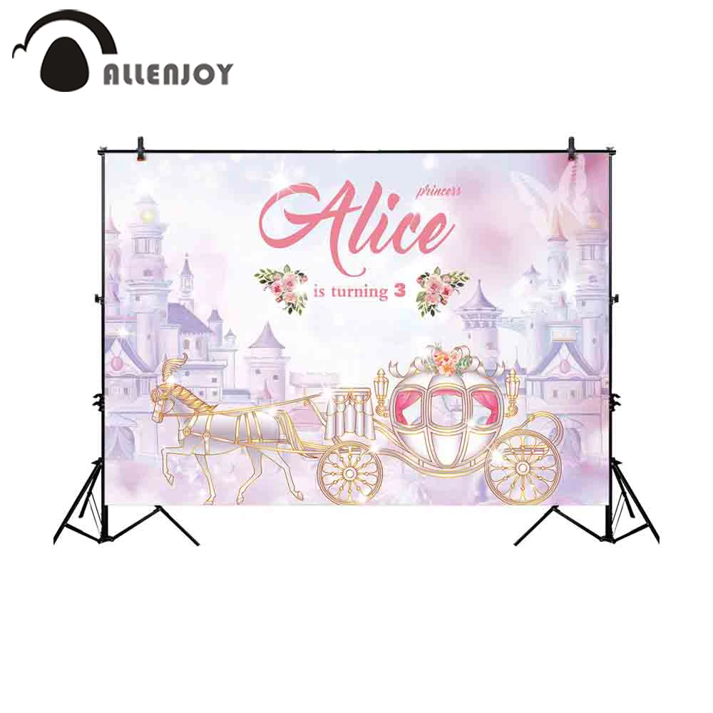 Allenjoy весенний фон для фотосессии с изображением замка каретки пастельных цветов