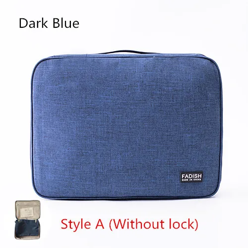 A-Navy Blue Большая вместительная сумочка для документов, органайзер, вставка, дорожная сумка, карта, ID, кредитная Сумочка, кошелек, держатель для денег, органайзер, чехол, коробка, аксессуары - Цвет: A-Navy Blue