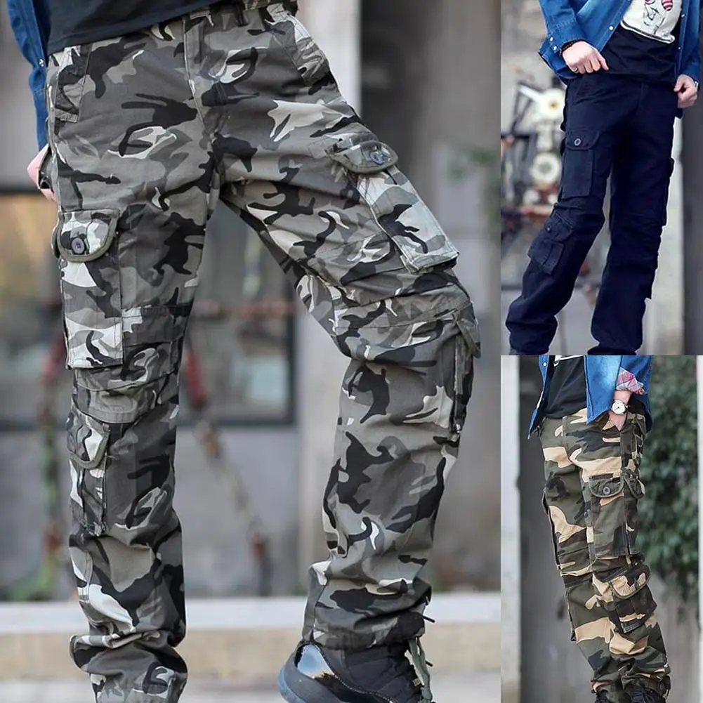 Военные тренировочные мужские камуфляжные штаны с несколькими карманами, мужские повседневные брюки-карго, длинные штаны