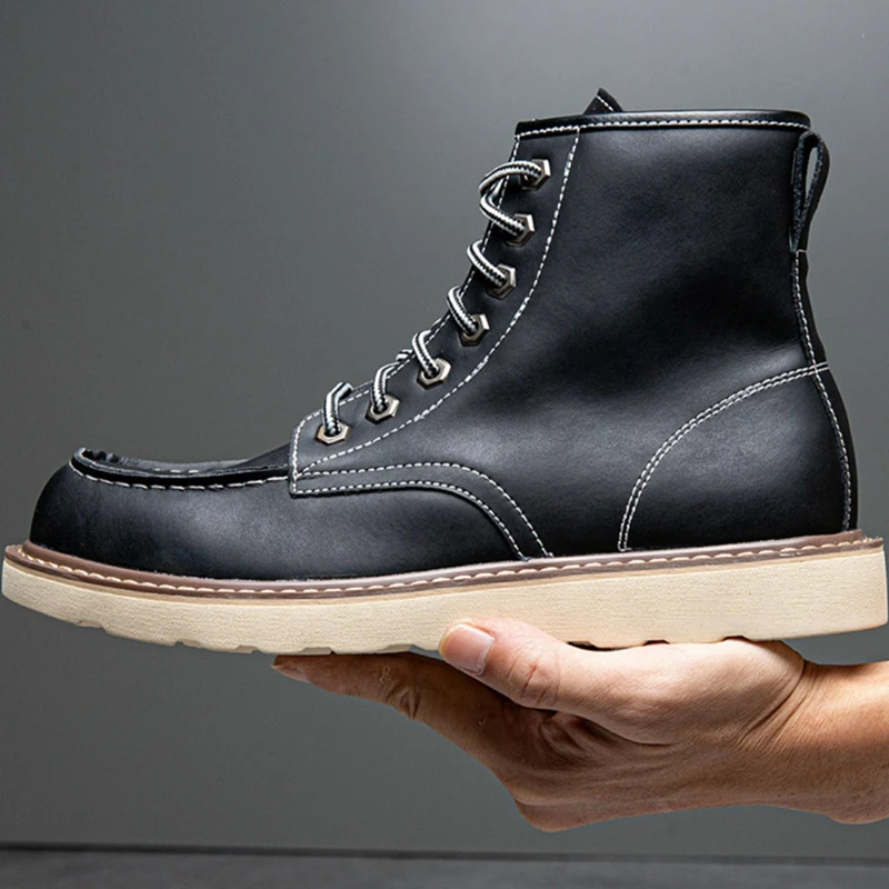 

Ботинки мужские кожаные в британском стиле, винтажные Теплые ботильоны ручной работы, с круглым носком, плюшевая подкладка, мотоциклетные ботинки для пустыни, для снега, Осень-зима