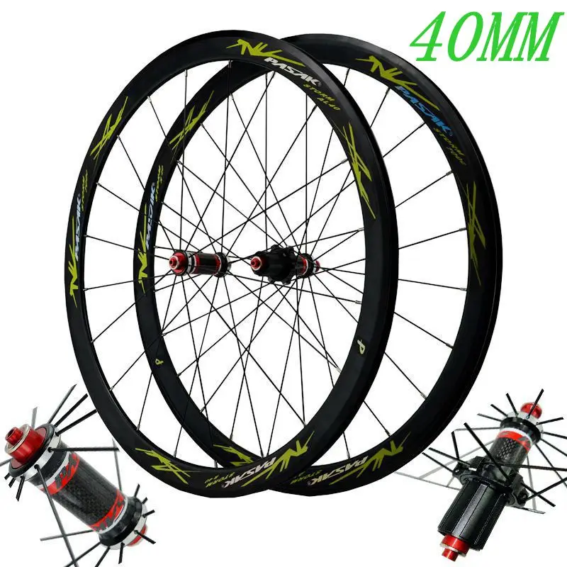 PASAK HB15 Road Bike Wheels Carbon Fiber Hub 40MM Aluminum Rim C/V Brake Straight Pull 700C Wheelset Round Spoke 20/24H 11 Speed