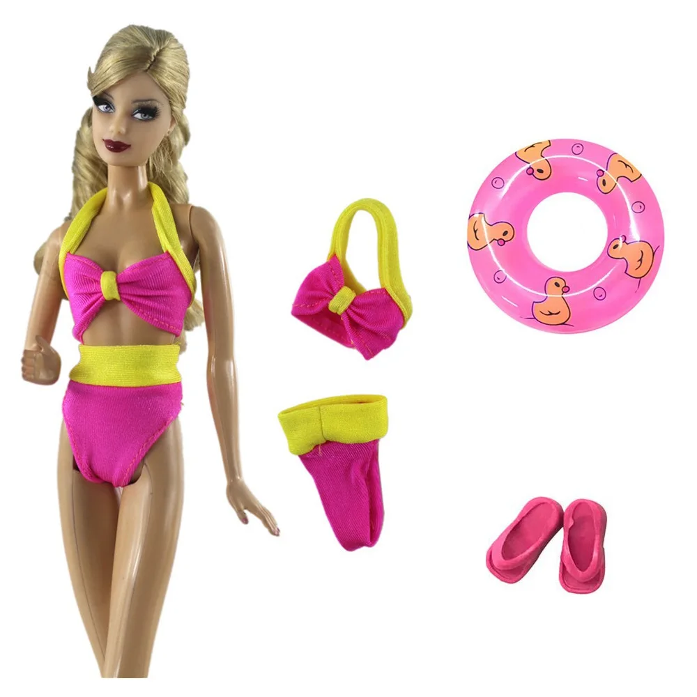 NK один комплект купальный костюм пляжные купальные тапочки купальный буй спасательный пояс кольцо для куклы Барби аксессуары лучший подарок для девочек JJ - Цвет: J