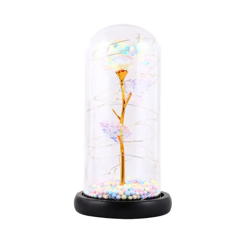20LED креативный ночник цветной золотой фольги розы стеклянная крышка купол украшение батарейный медный провод сказочные гирлянды
