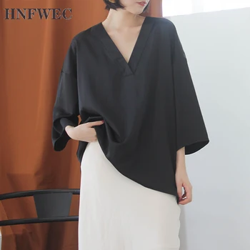 

V-neck Shirt Women Spring and Summer New 2020 Cotton Ladies Blouses and Tops Temperament Casual Women Clothing V918