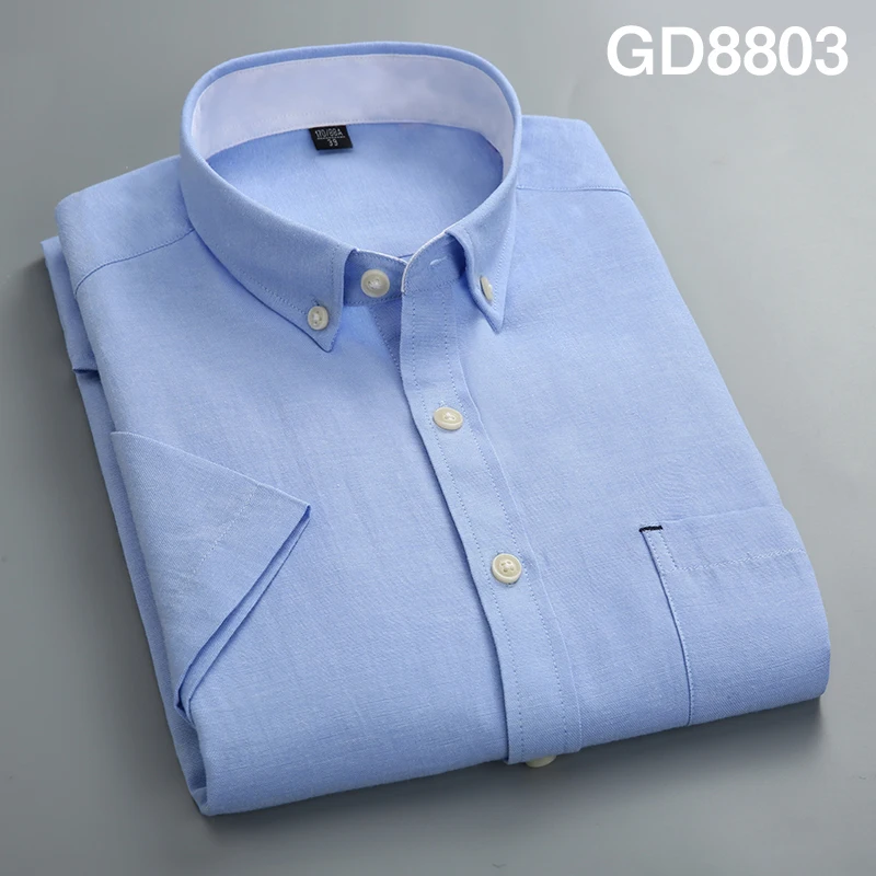 Мужская рубашка однотонная с коротким рукавом белая пуговица левая нагрудный карман из ткани "Оксфорд" Повседневный Топ брендовая рубашка резерв - Цвет: Man shirts 8803
