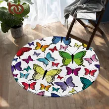 Постельные принадлежности с бабочками, круглый ковер для спальни, Цветной ковер с рисунком насекомых, Противоскользящий коврик для пола из полиэстера, alfombra, Прямая поставка