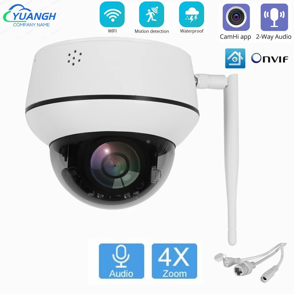 5MP CamHi PTZ IP Camera WIFI Outdoor 4X Digital Zoom Speed Dome Wireless Security Protection Camera Two Ways AUDIO