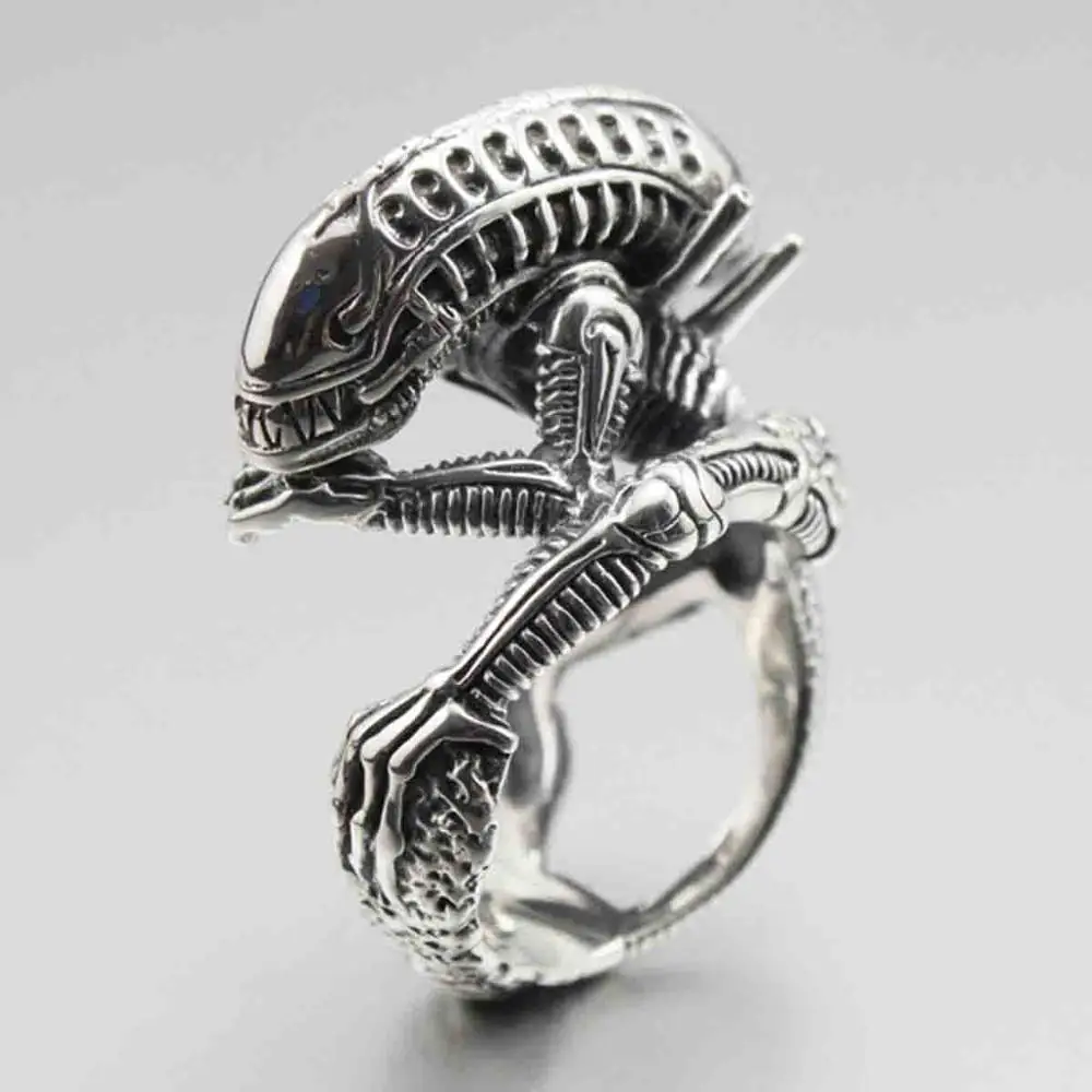 

316L Stainless Steel Alien Predator AVP Mens Biker Rocker Punk Ring 2E041 US Size 7 to 14