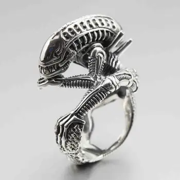 

316L Stainless Steel Alien Predator AVP Mens Biker Rocker Punk Ring 2E041 US Size 7 to 14