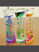  Glass Hourglass Double Colors Oil Hourglass Liquid Floating Motion Bubbles Timer Desk Decors Toys Child timer kitchen 