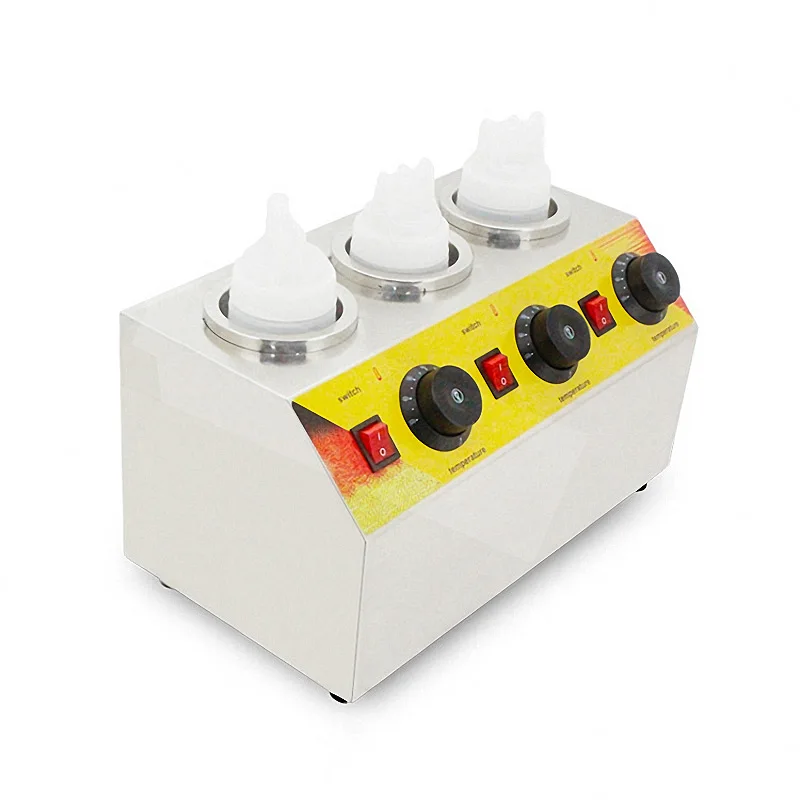 Commercial Sauce Warmer Electrice Sauce Bottles Warmer Cheese Chocolate jam 3 Bottles Warming Machine Dispenser Melter