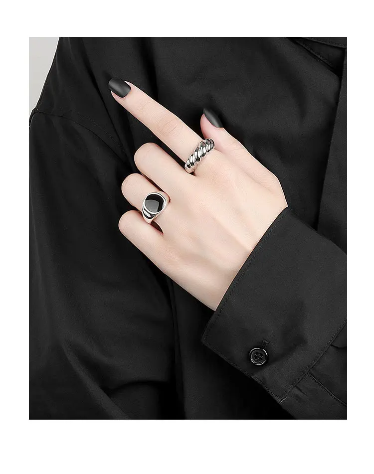 Silberner Siegelring Damen Stilvoller Runder Schmuck Geschenk_voghion.com