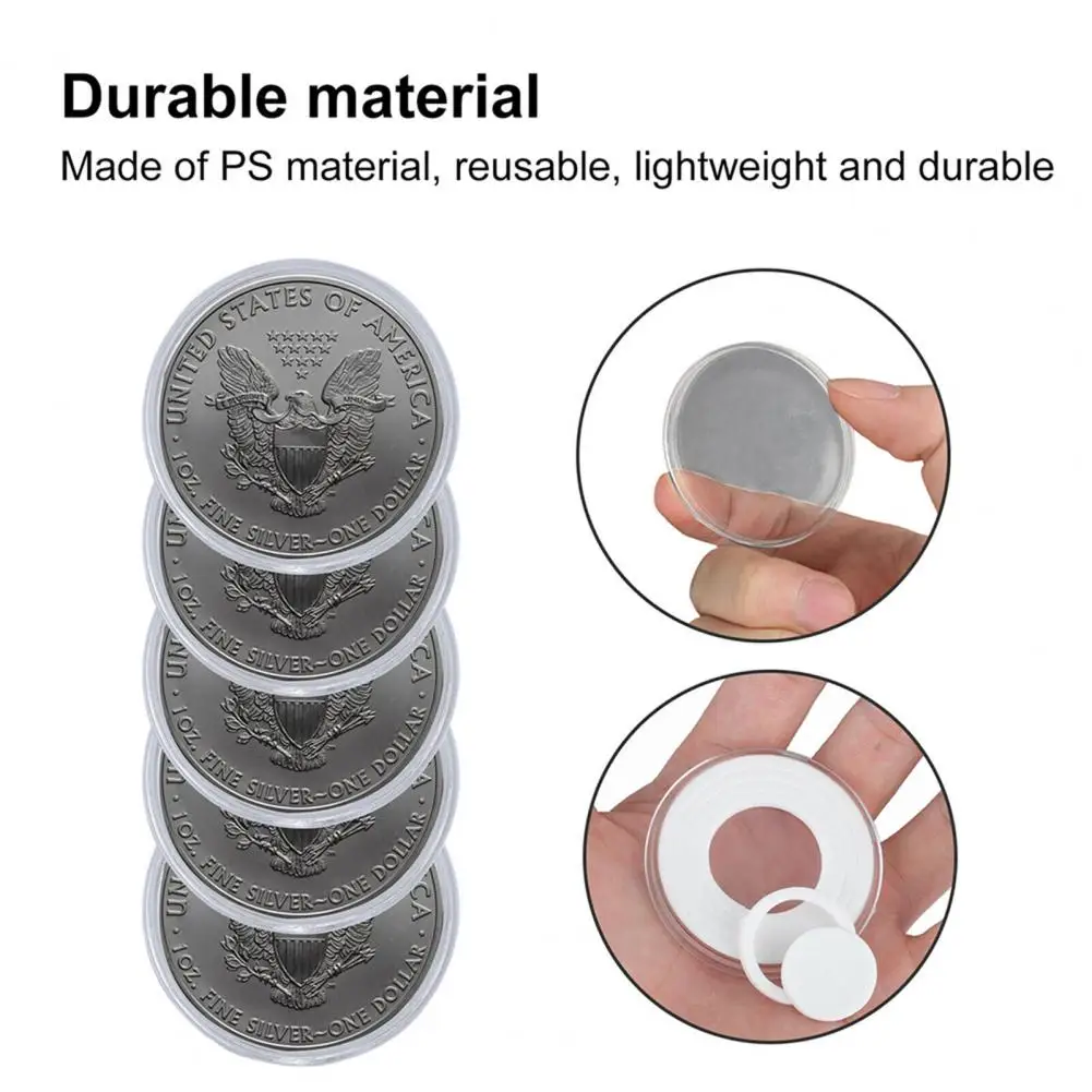 20 Sets 46mm Coin Holder Capsule Protector Collection Clear Coin Storage Box Awards Ceremony Purses coin storage album