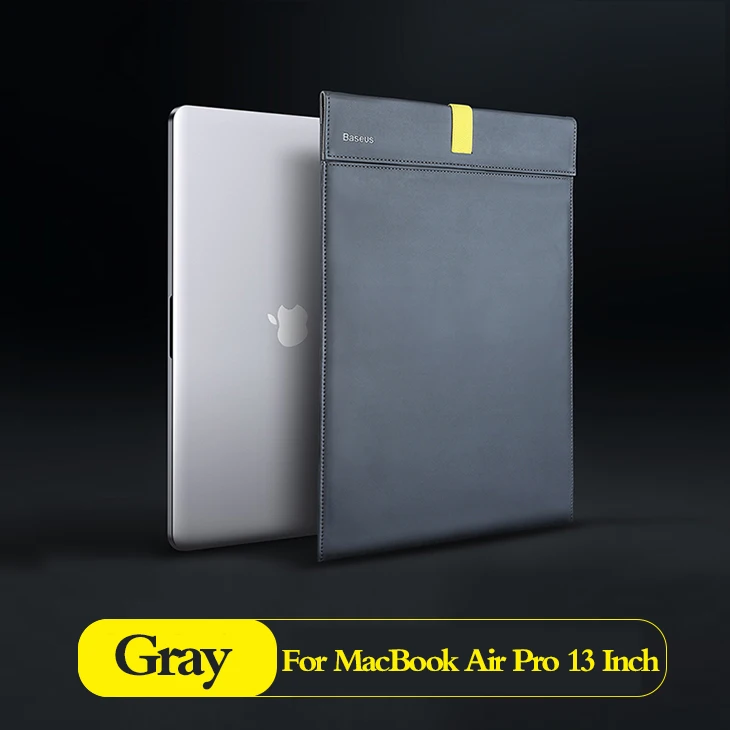 Чехол-сумка Baseus из искусственной кожи для Macbook Air Pro 13 14 15 дюймов, чехол для планшета, ноутбука, компьютера, чехол для iPad Air lenovo - Цвет: Gray Under 13inch
