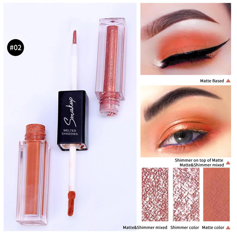 02 1PC Dual-Ended Waterproof Diamond Glitter Liquid Eyeshadow Women's Long Lasting Eye Makeup Beauty Cosmetic Eyeliner - Цвет: 02