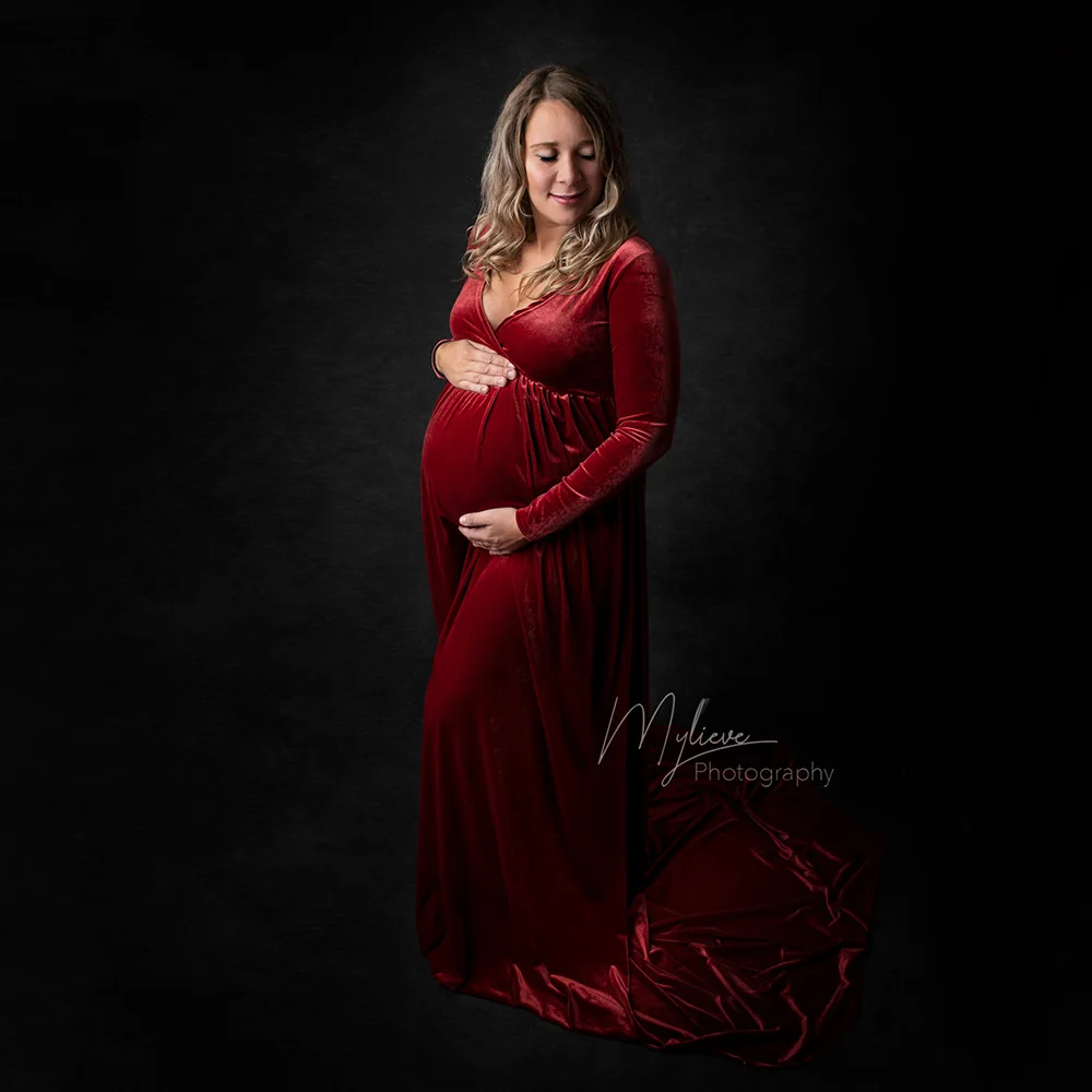 Don&Judy платье Ирис бархатное платье для беременных для фотосессии зимнее рождественское длинное платье для беременных Платья для фотосессии