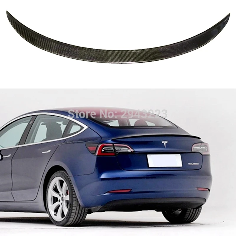 Для Новая Tesla модель 3 автомобильные аксессуары Высокое качество Настоящее углеродного волокна задний багажник спойлер заднего крыла украшения