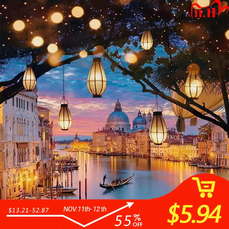 

GATYZTORY Night Scene DIY Oil Painting Paint by Number Kit Painting for Adults Kids Arts Craft for Home Wall Decor 50x65cm