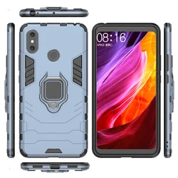 Magnetic Armor Shockproof Finger Ring Phone Holder Case - Xiaomi Mi MAX 2 (Navy Blue)
