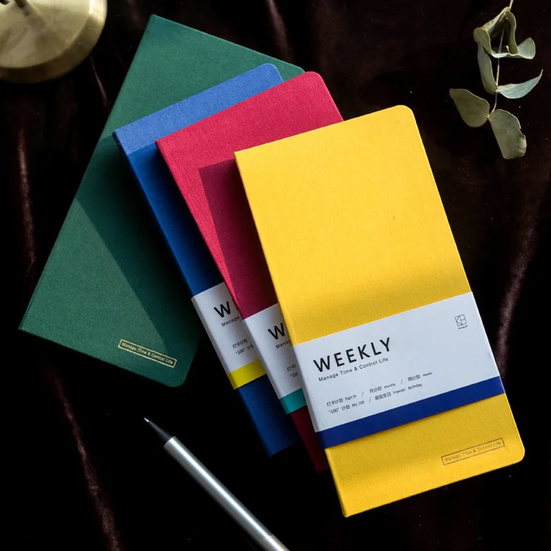 

Weekly planner A6 Notebook Agenda 2020 Planner solid color Canvas coverd 88 sheets Fashionable weekly planner