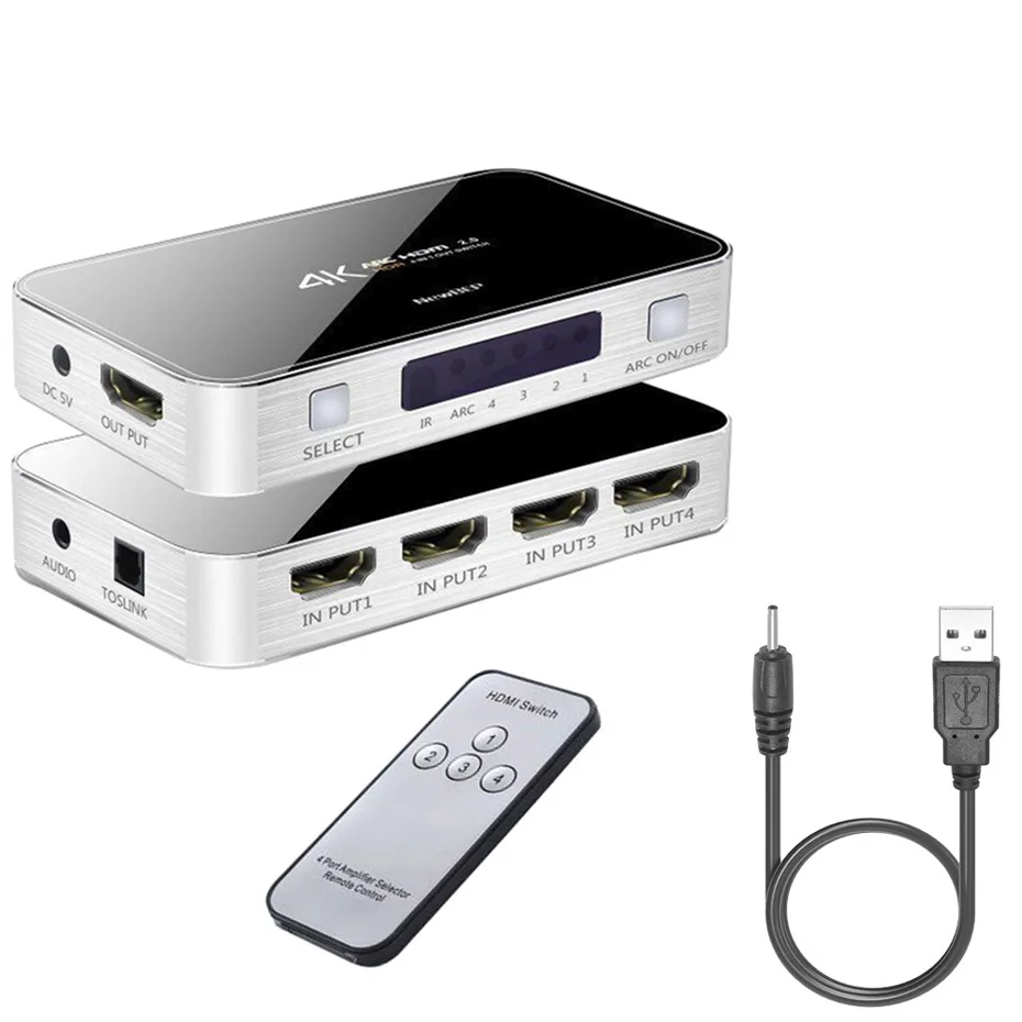 Аудиовыключатель 4K HDMI с аудио экстрактором переключатель функцией ARC выход 4 в 1