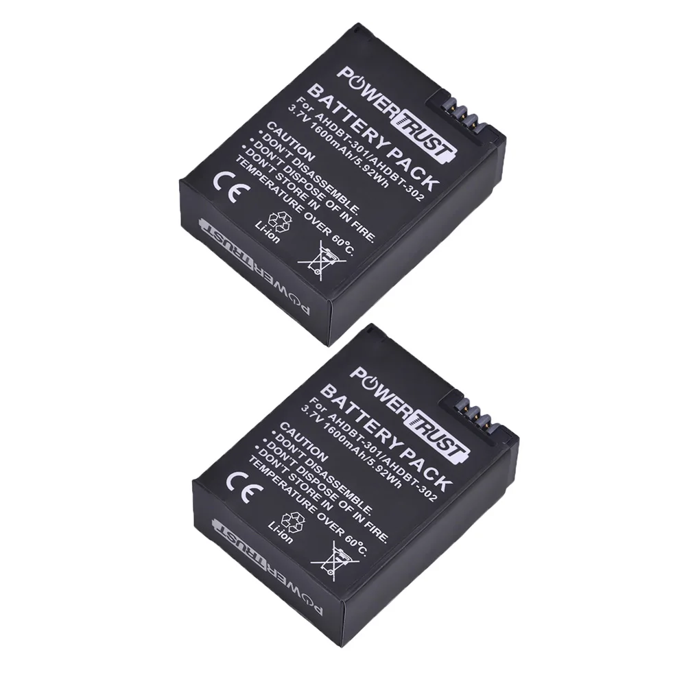 4 шт 3,7 V 1600mAh AHDBT-301 AHDBT301 AHDBT 301 литий-ионная батарея для камеры GoPro Hero3+ lcd USB двойное зарядное устройство для Gopro Hero 3/3 - Цвет: 2Battery
