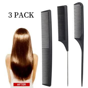 

NEW 3pcs Hairbrush Set Paddle Detangling Brush Wide Tooth Anti-static Carbon Fiber Massage Comb