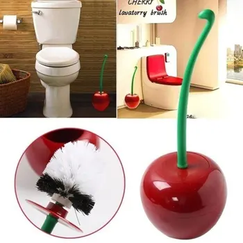 

Toilet Bowl Brush Funny Cherry Design Bathroom Cleaning Tool Holder With Base Toilet Brush Home Cleaner