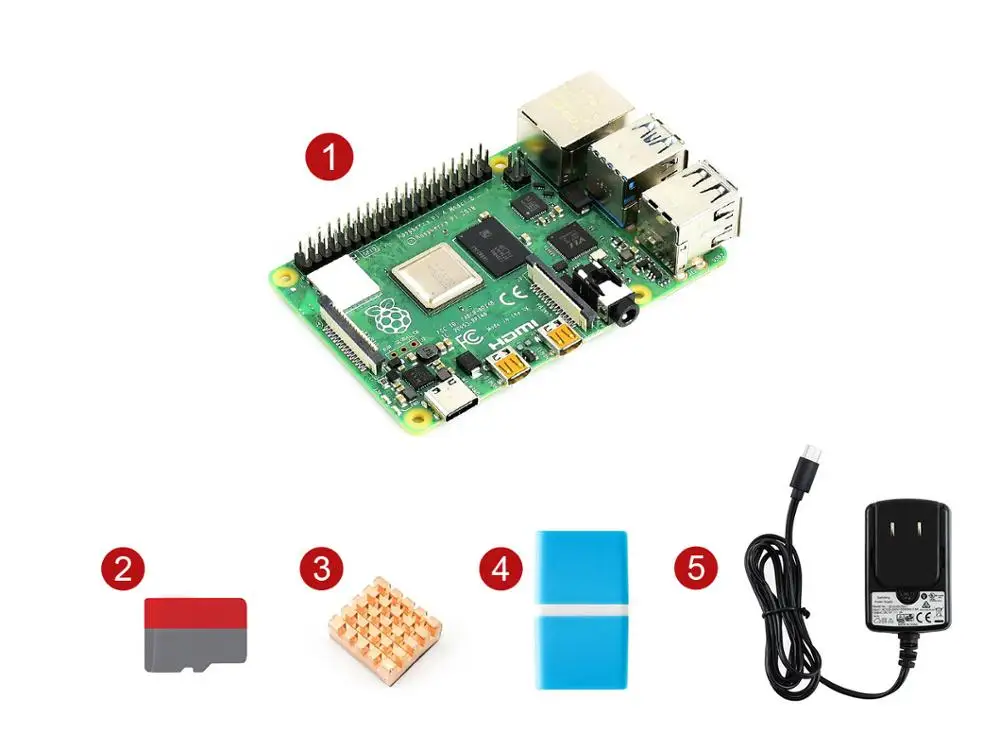 PI4B-1GB Starter Kit PI4B-1GB стартовый комплект с вилкой питания США/ЕС/Великобритании - Комплект: PI4B-1GB Starter Kit