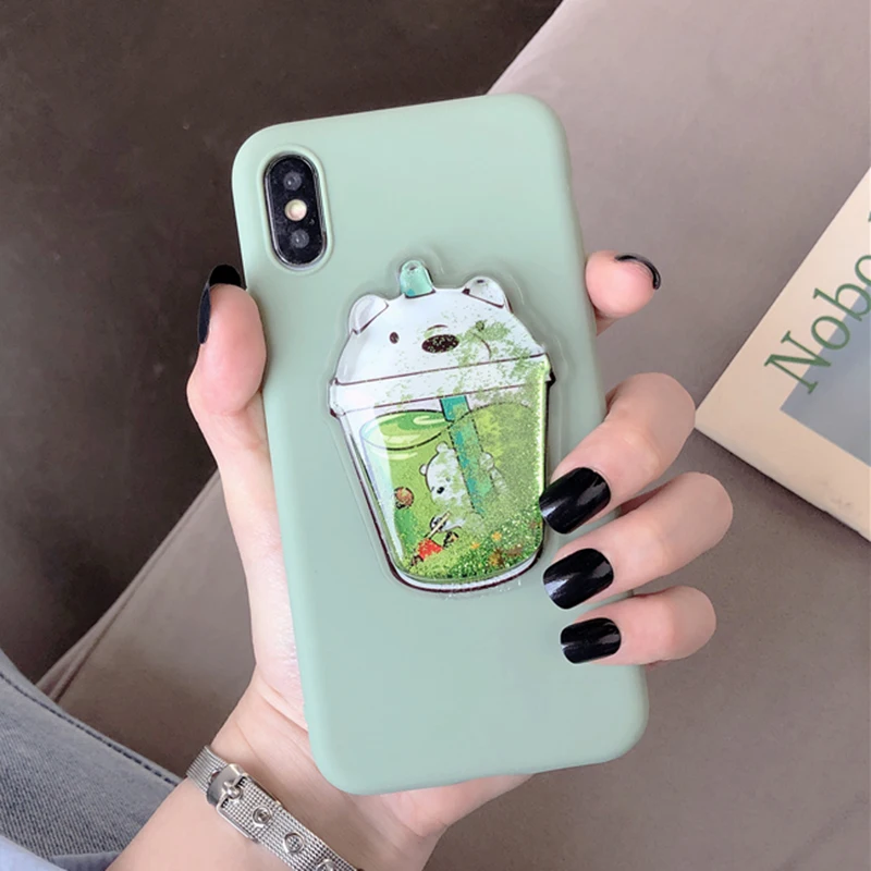 GreenBear BeanGreen Прекрасный для питевых чашек чехол для телефона для Samsung Galaxy S6 S7 край S8 S9 S10 плюс S10e Note 8 9 10 Pro Чехол с милой мягкий медведь мягкий чехол - Цвет: GreenBear BeanGreen
