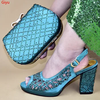 

doershow water green shoe and bag set for party Italian shoe with matching bag new design lady matching shoe and bag!HMS1-13