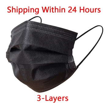 

10pcs/200pcs/ Disposable Black Masks Breathable Mouth Mask Disposable Elastic Earloop Mouth Face Masks