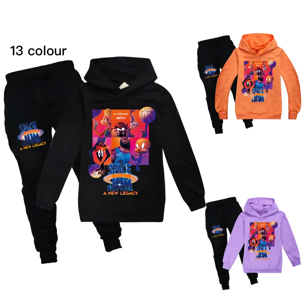 2021 SPACE JAM 2 Cotton Child Tracksuit Autumn Cosplay Costume Sets Children Boys Girls Clothes Kids Hooded T-shirt+Pants Suits |