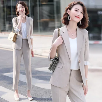 

New Pink Suit Suit Female President High-end Business Professional Wear Temperament Goddess Fan Small Suit Dress Ol Work Clothes