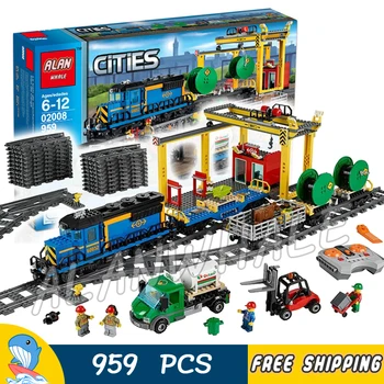 

959pcs City Motorized Remote Control Cargo Train Hobby 02008 Model Building Block Gift Brick Power Functions Compatible With