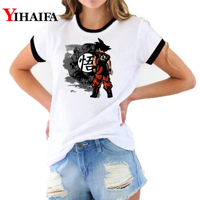 

3D Print T Shirts Dragon Ball Z Graphic Tees Women Summer Cartoon Pattern Short Sleeve White Cotton Ropa Mujer Casual Tops