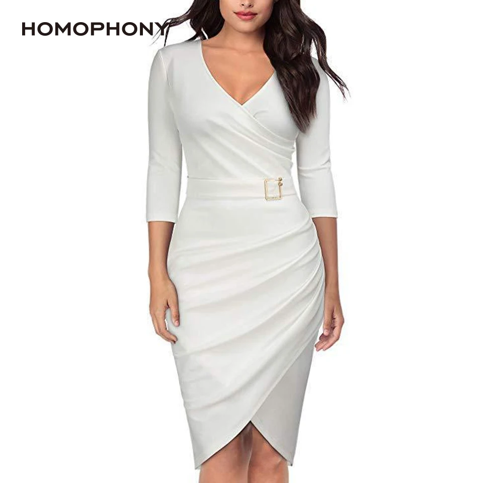 HOMOPHONY Women Dress Office V Neck Sexy Dress Autumn Long Sleeve Ladies Dress Bodycon Summer Dress 2020 Plus Size vestidos robe HOMOPHONY Women Dress Office V Neck Sexy Dress Autumn Long Sleeve Ladies Dress Bodycon Summer Dress 2020 Plus Size vestidos robe