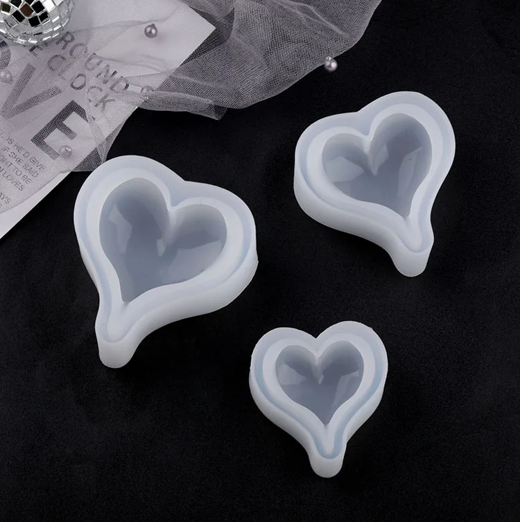 Clear Love Heart Shape Silicone Resin Liquid Mold New Crystal Cake Molds DIY Candle Making Tool Heart Soap Mold