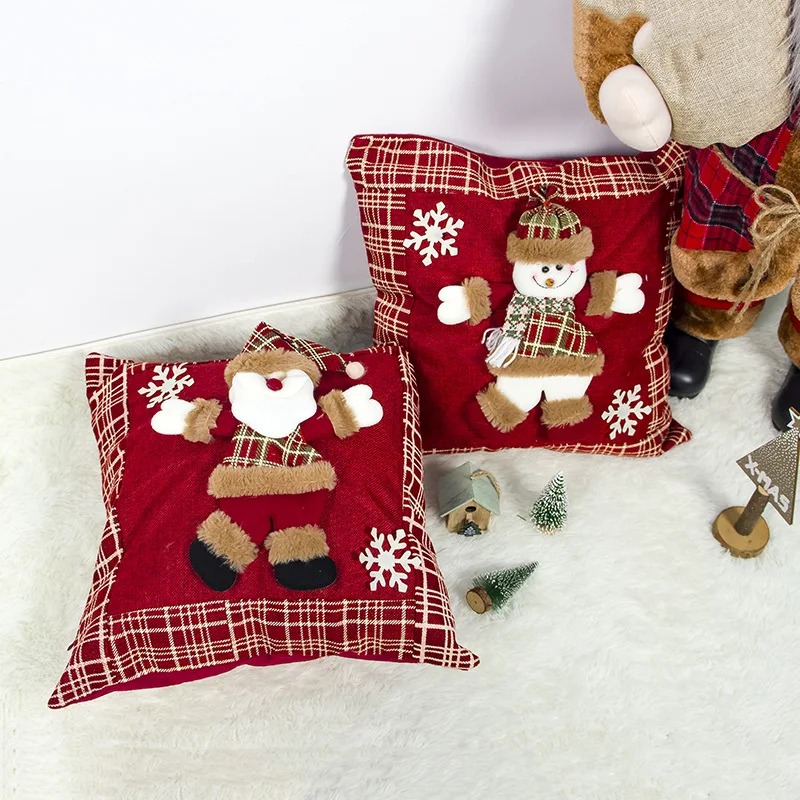 

Christams Santa Patterned Decorative Pillow Cases Cute Cheap Xmas Gift Square Pillowcase Merry Santa Claus 45x45cm