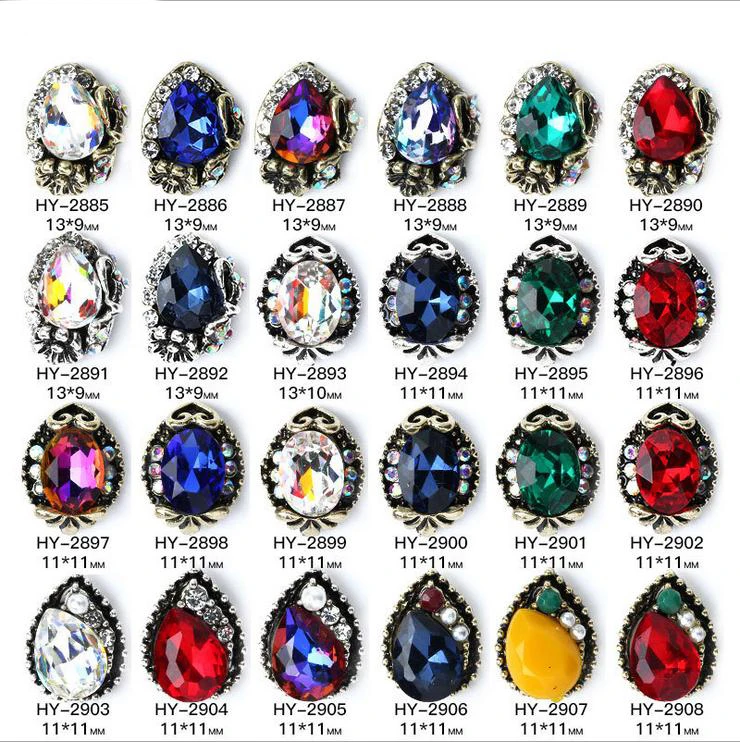 10pcs/lot 3d Nail Art Vintage Designs Alloy Decorations With Iridescent Diamonds Rhinestones On Nails Salon Supplies | Красота и