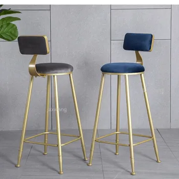 

Customized 45/65/75cm Nordic Bar Stool Wrought Iron Ins Golden High Barstools Bar Chair Front Desk Lounge Chair Dinning Chair