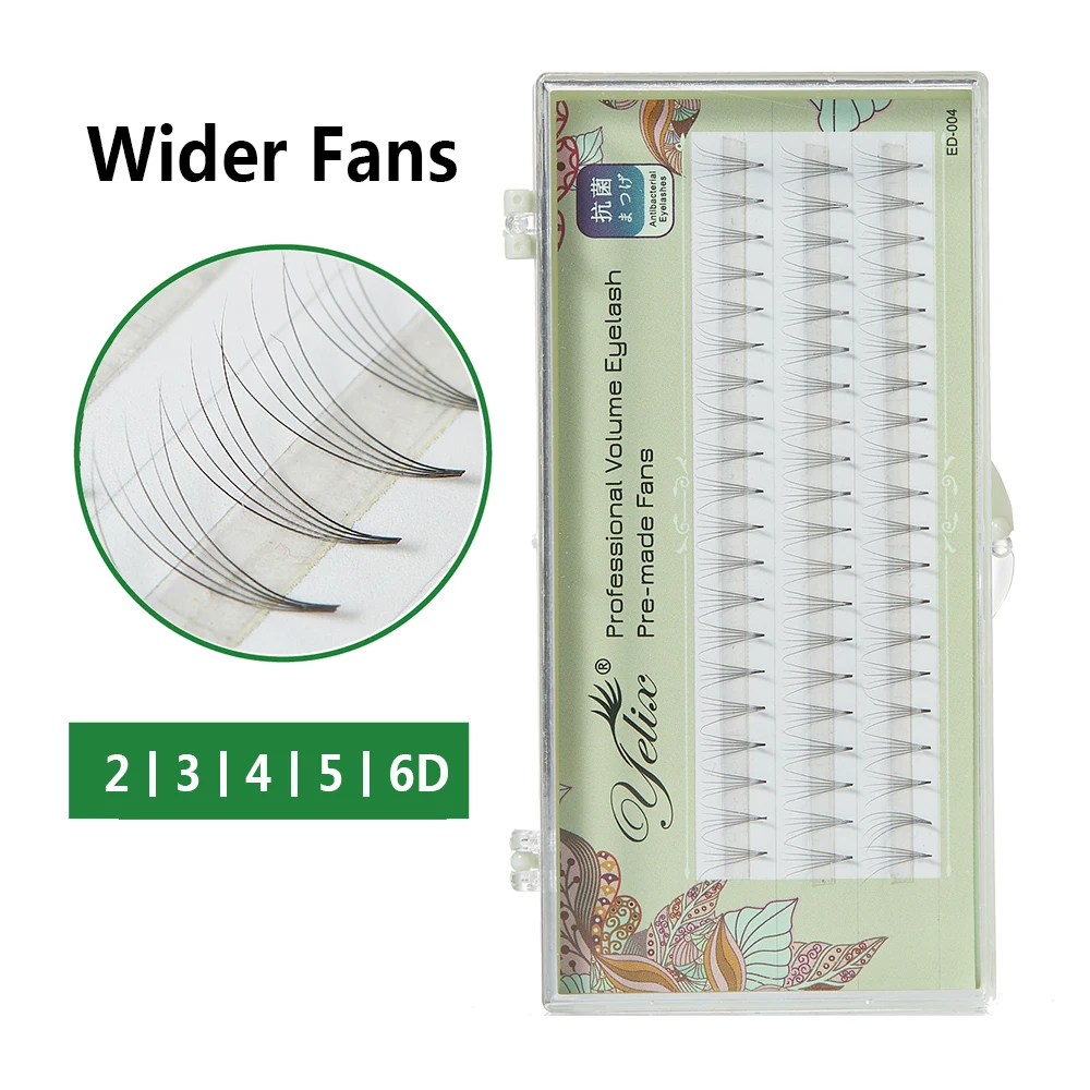 

Yelix Wider Premade Fans Rapid Lash Extensions 2D-6D Natural Short Root Eyelashes Extension 60 Bunches Pre-made Volume Fan