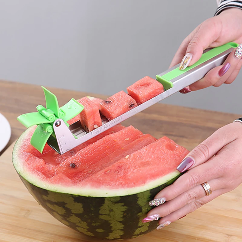 

Watermelon Slicer Cutter Windmill Knife Fruit Melons Vegetable Tools Fast Cut Stainless Steel Cubes Cutting Tool Kitchen Gadgets