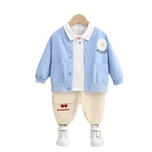 Vêtements de sport en coton pour bébés garçons et filles, veste, t shirt et pantalon de dessin animé, à la mode, 3 pièces/ensembles, nouvelle collection printemps automne 