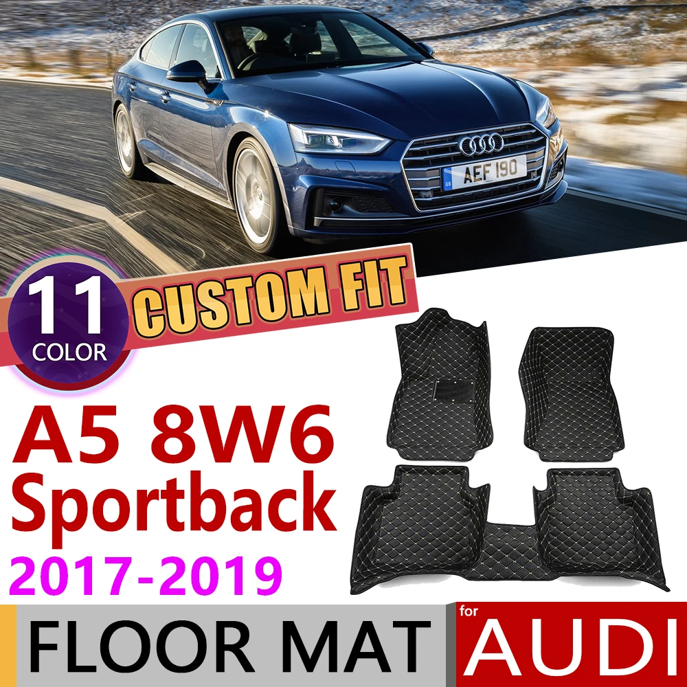 Custom Car Leather Floor Mats for Audi A5 8W6 Sportback 2017 2018 2019 5 Seats Waterprool Auto Foot Pad Carpet Cover Accessories |