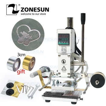 

ZONESUN Digital press simulator Leather Hot Foil Stamping Machine Manual Embossing Tool for Creasing Wood Paper PVC Card Printer