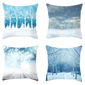 

Winter Style Cushion Cover Christmas Pillow Case Snow Home Decorative Pillows Cover