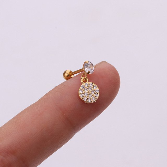 Stainless Steel CZ Cartilage Earring Heart Shaped Flowers Safety Pin Helix Tragus Conch Screw Stud Ear Piercing Jewelry